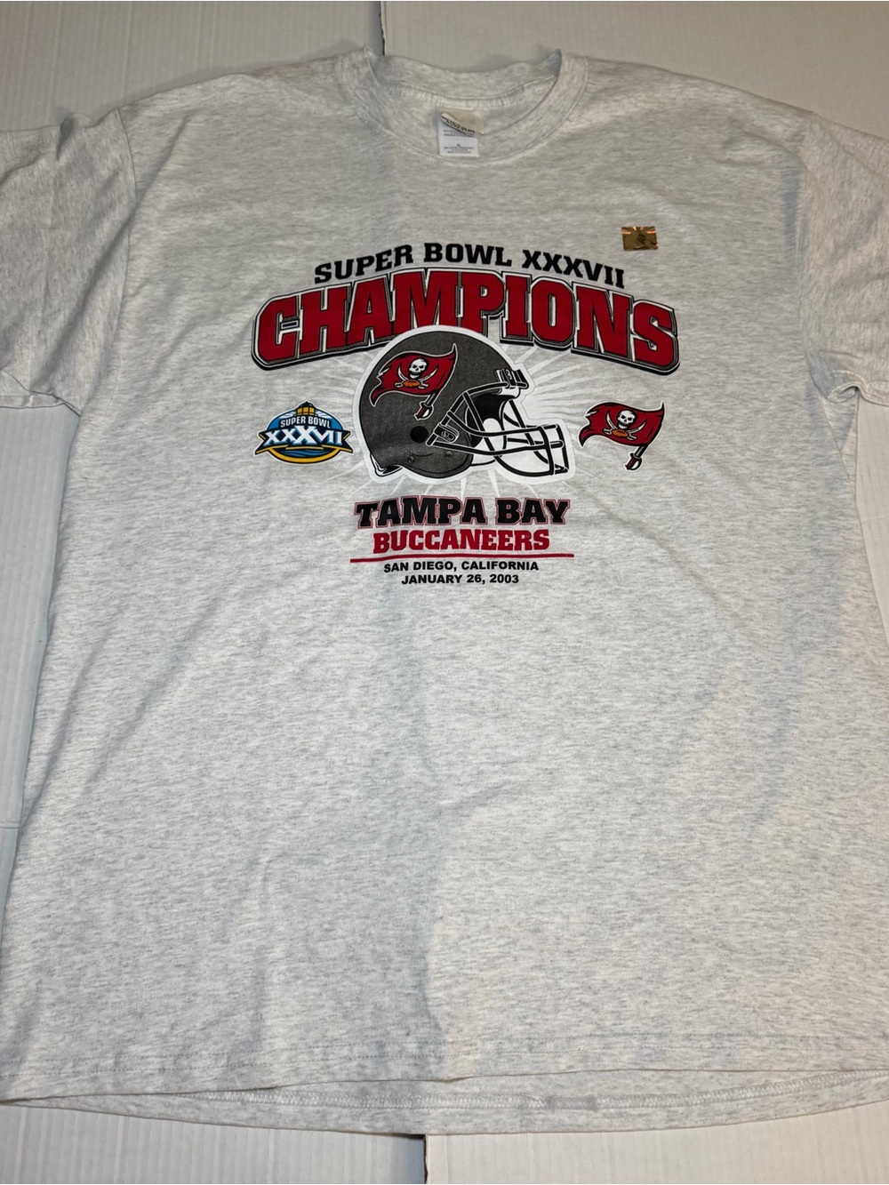Vintage Tampa Bay Buccaneers Shirt Mens XL Gray NFL Super Bowl XXXVII 2003 Y2K